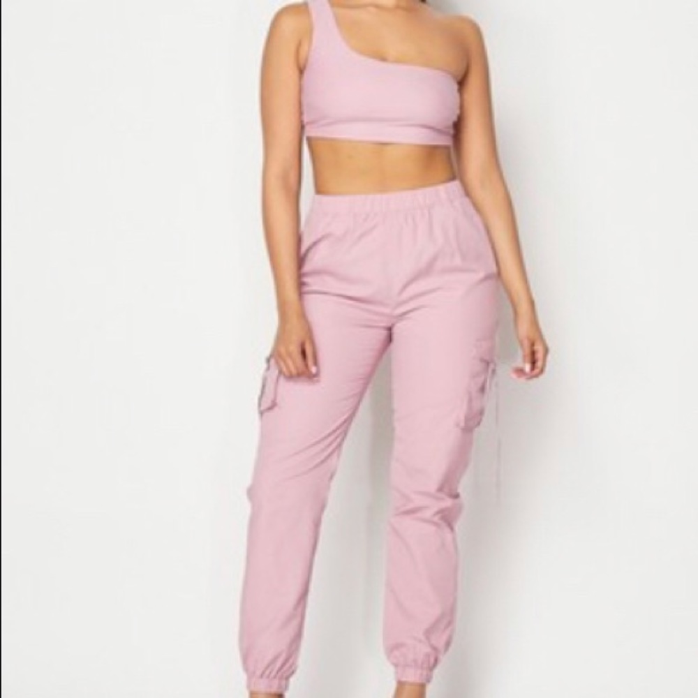 Sexy One shoulder 2 piece pant set